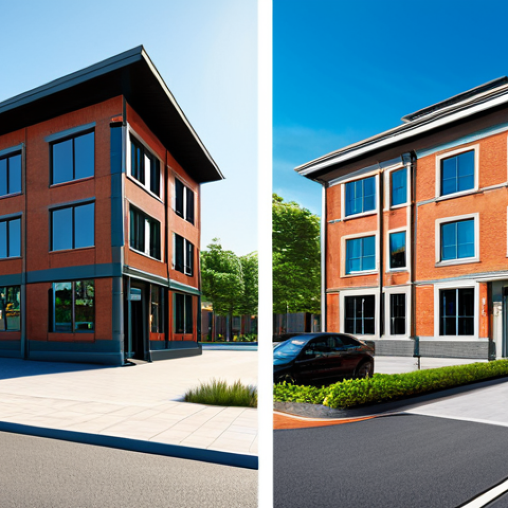 Here are two image prompts for Stable Diffusion XL, focusing on professional commercial real estate themes: