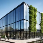 상업용 부동산 평가 방법 - **Prompt 1: "A sleek, modern, multi-story office building in a vibrant Dutch city, showcasing cuttin...