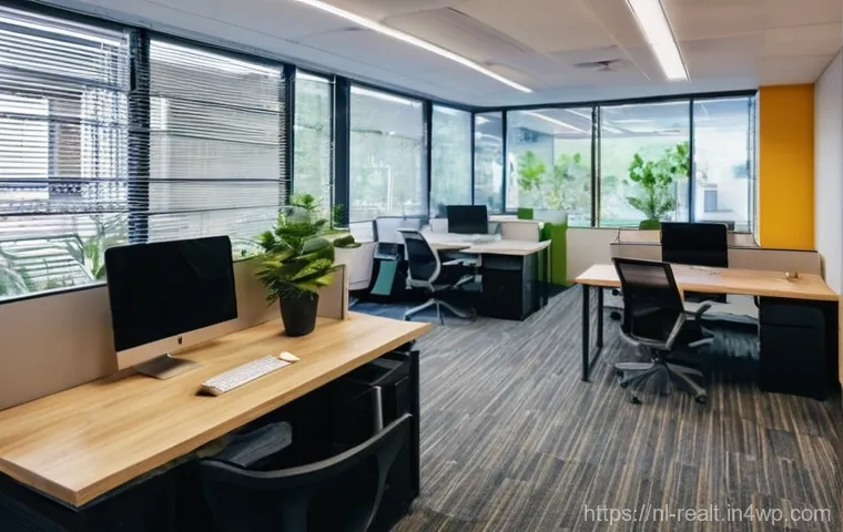 상업용 부동산 투자자들의 공통 실수 - **Prompt:** A split image contrasting two office environments. On the left, a dull, empty, and outda...