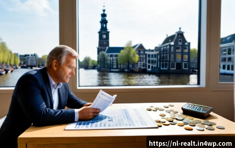 Home 17 상업용 부동산 투자 실패를 피하는 팁 - Photorealistic commercial real estate due diligence scene in Amsterdam, a cautious middle-aged inves...